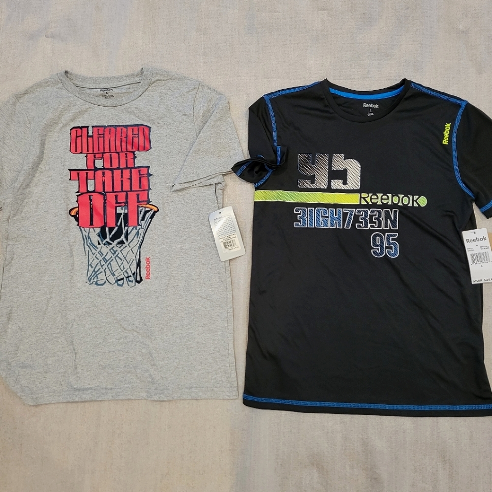 2 NEW Reebok T-shirts Boy's Youth Size Large - NWT